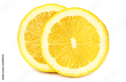 sliced lemons isolated on white background.