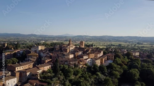 Aerial Small Italian village in the mountains photo