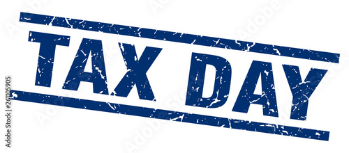 square grunge blue tax day stamp