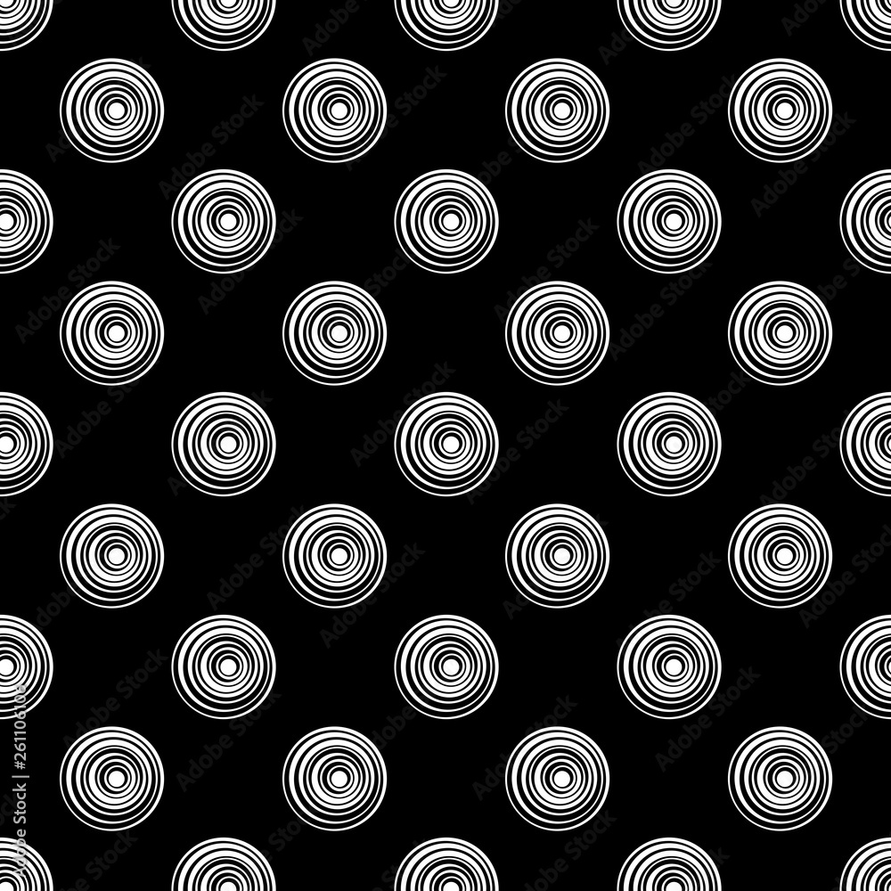 Abstract Stacked Circles on a Black Background Seamless Pattern
