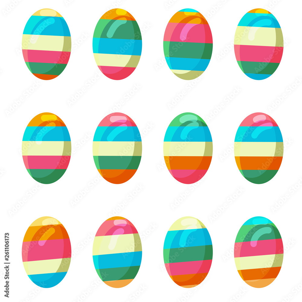 A set of Easter eggs, great design for any purpose. Festive design element. Vector illustration. White background A set of Easter eggs, great design for any purpose. Festive design element. Vector illustration. White background