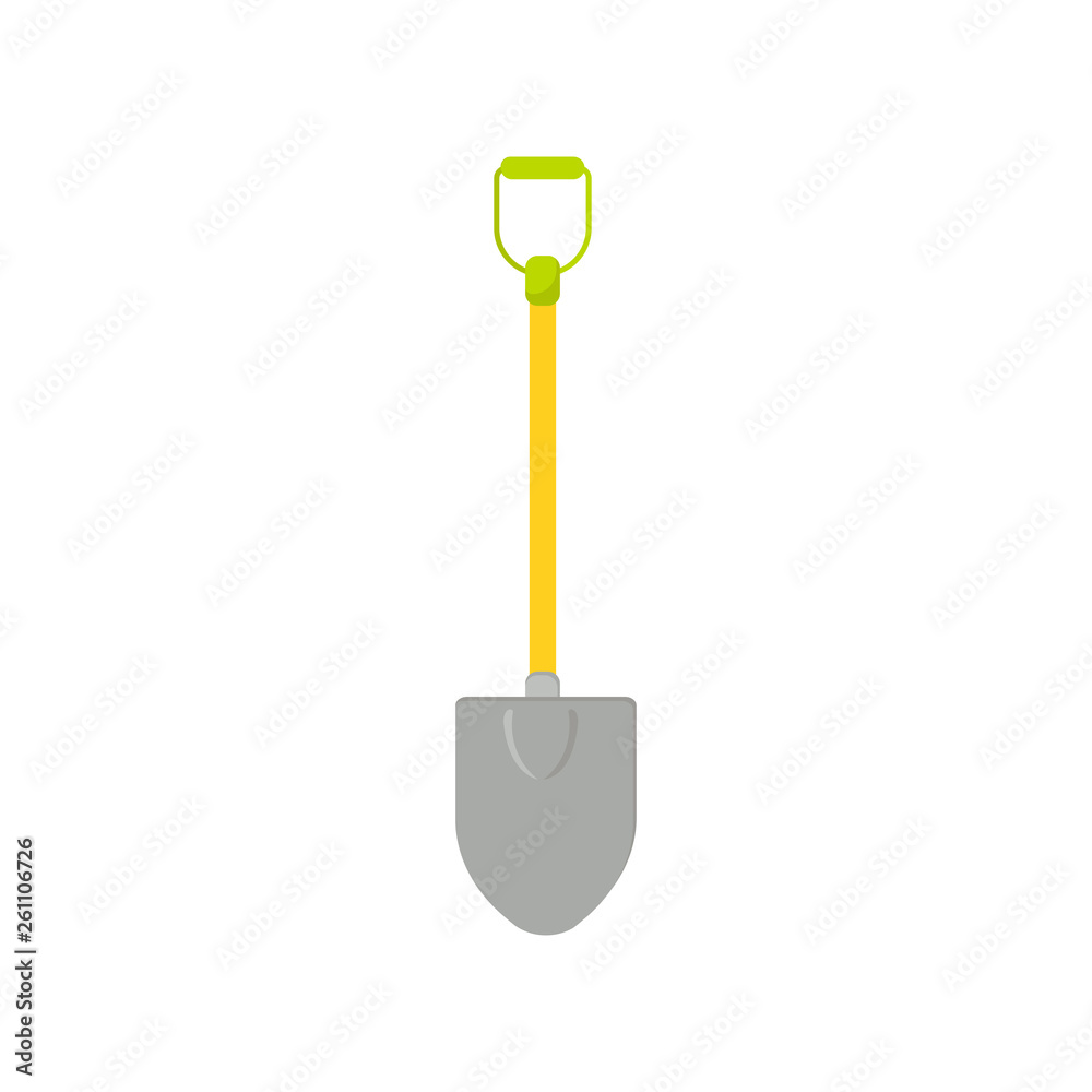 Shovel vector icon isolated on white background. Garden tool in cartoon style Shovel vector icon isolated on white background. Garden tool in cartoon style