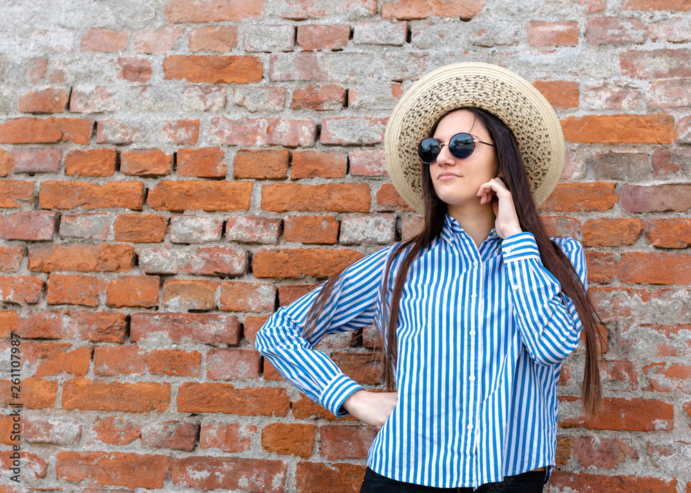 portrait of a girl with sunglasses and hat portrait of a girl with sunglasses and hat