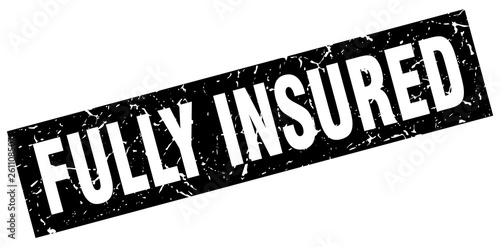 square grunge black fully insured stamp