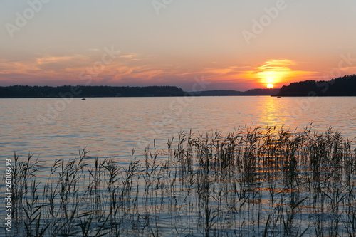 Sunset at a Masurian lake in Poland