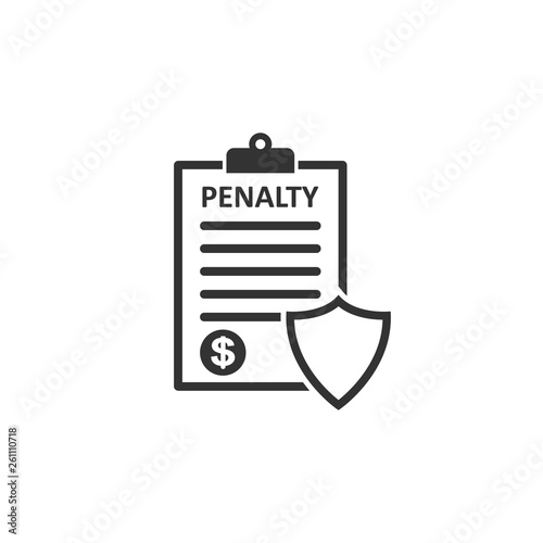 Penalty document icon in simple design. Vector illustration