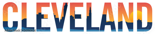Cleveland skyline in text isolated vector graphic illustration