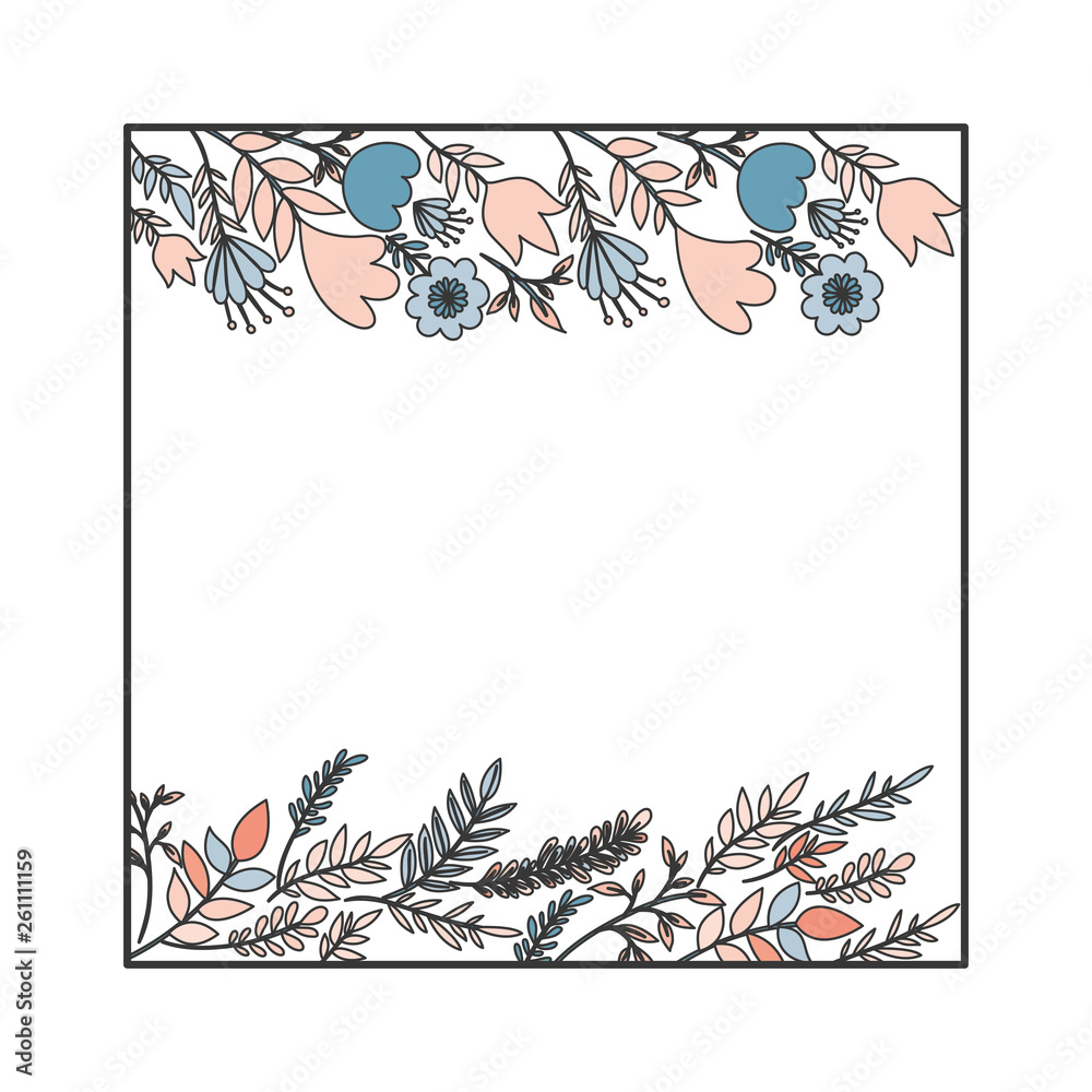 Fototapeta premium frame with flowers and leafs icon
