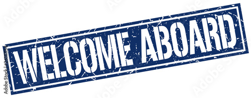 welcome aboard square grunge stamp