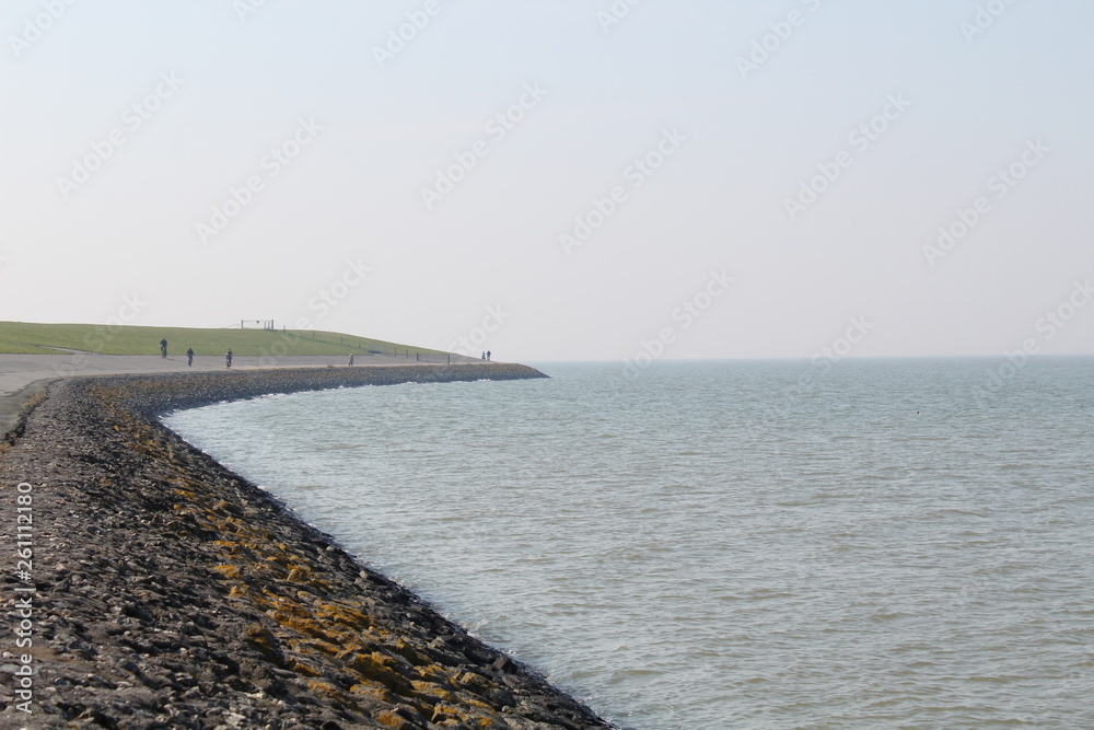 Ostbense, Germany: the dike along the coast on the Wadden Sea