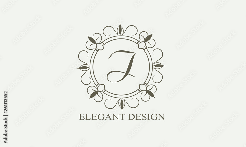 An elegant flower monogram with a letter. Elegant logo for menu design, labels, restaurant, hotel, heraldry, jewelry, boutique. Vector illustration. An elegant flower monogram with a letter. Elegant logo for menu design, labels, restaurant, hotel, heraldry, jewelry, boutique. Vector illustration.