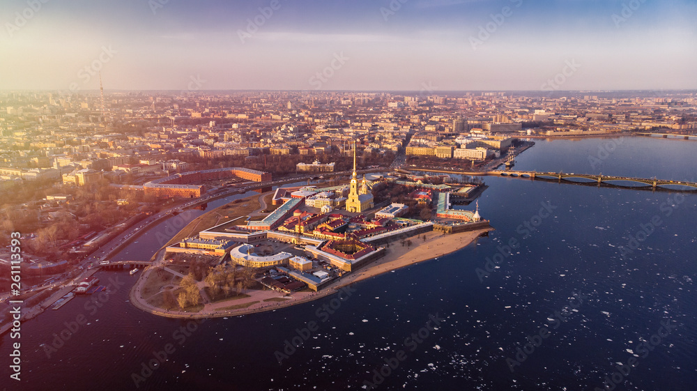 Obraz premium saint petersburg peter and paul fortress aerial view