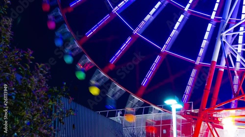 Ferris wheel at night in Odaiba Tokyo time lapse photo