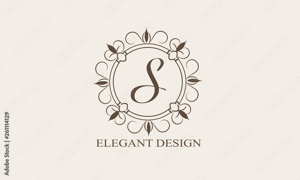An elegant flower monogram with a letter. Elegant logo for menu design, labels, restaurant, hotel, heraldry, jewelry, boutique. Vector illustration. An elegant flower monogram with a letter. Elegant logo for menu design, labels, restaurant, hotel, heraldry, jewelry, boutique. Vector illustration.