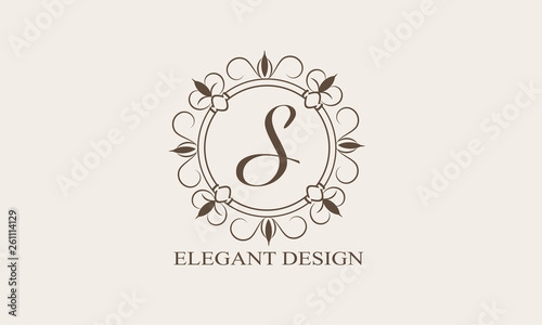 An elegant flower monogram with a letter. Elegant logo for menu design  labels  restaurant  hotel  heraldry  jewelry  boutique. Vector illustration.