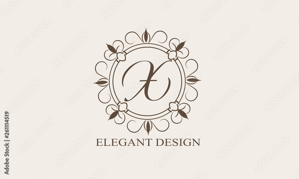 An elegant flower monogram with a letter. Elegant logo for menu design, labels, restaurant, hotel, heraldry, jewelry, boutique. Vector illustration. An elegant flower monogram with a letter. Elegant logo for menu design, labels, restaurant, hotel, heraldry, jewelry, boutique. Vector illustration.