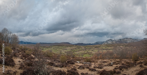 .Panoramic with storm clouds.in the mountains of Palencia