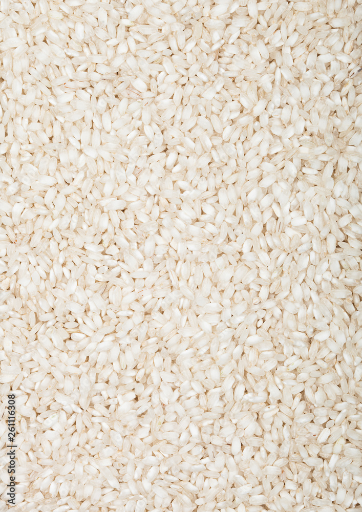 Fresh raw organic arborio risotto rice Healthy food.Macro texture