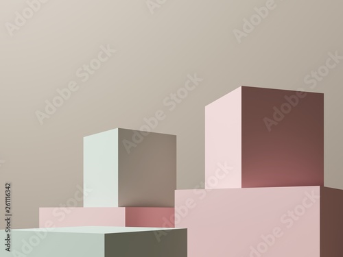 Fototapeta Naklejka Na Ścianę i Meble -  Cubes on a light background - 3d illustration. Abstract composition of geometric objects for the design of presentations of goods, advertising.