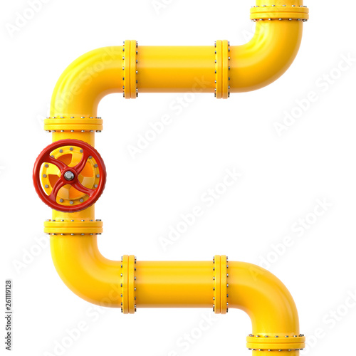 Yellow gas pipe. Fuel and energy industrial concept. 