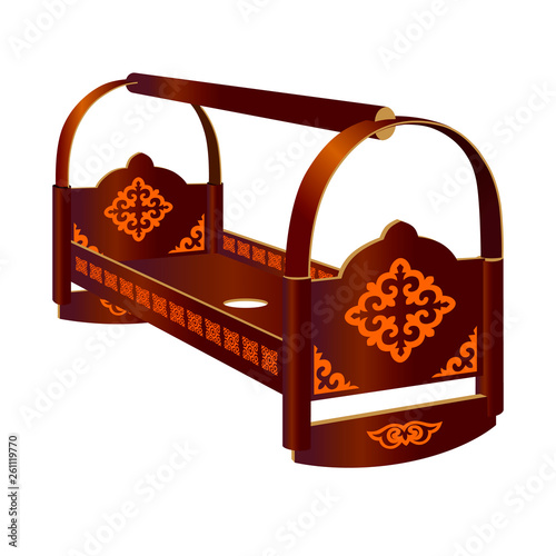 Ornamental nomadic Asian Baby Cradle vector