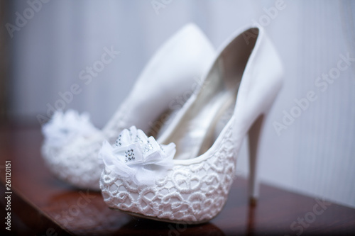 wedding shoes bride on the table