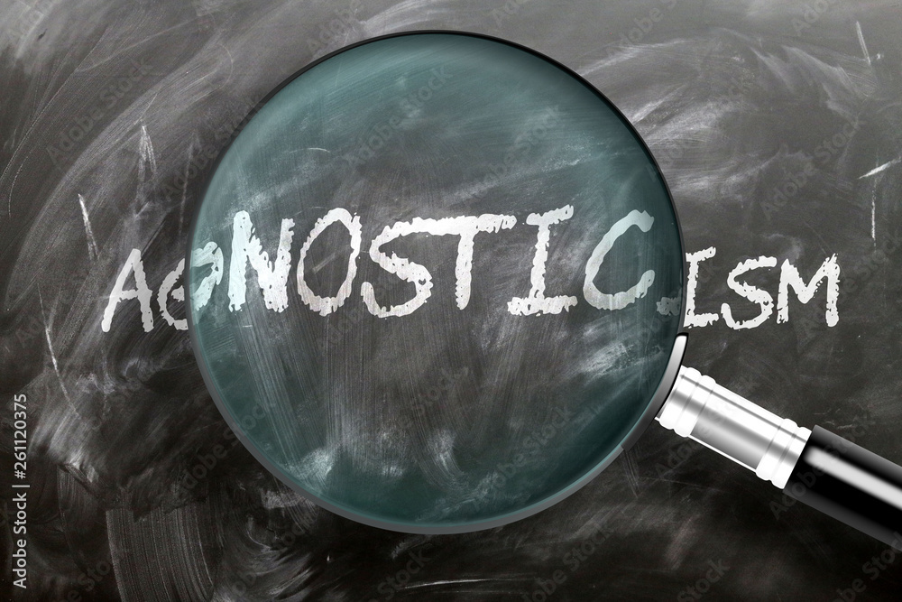 Stockillustratie Learn, study and inspect agnosticism pictured as a