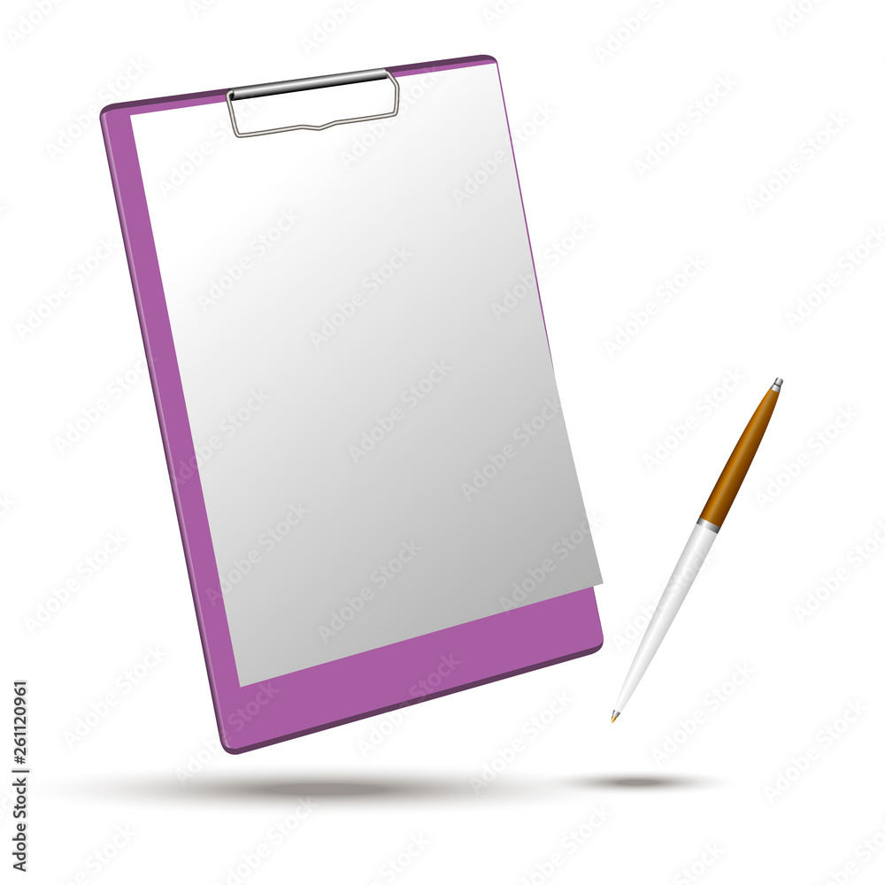 Tablet with paper and pen Vector Illustration Tablet with paper and pen Vector Illustration