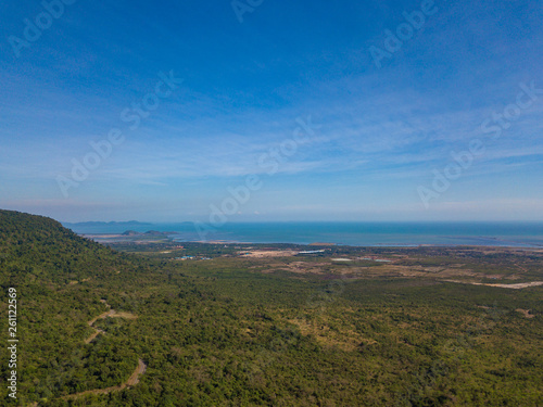 Aerial view from the road in Bokor National Park - near Kampot, Cambodia