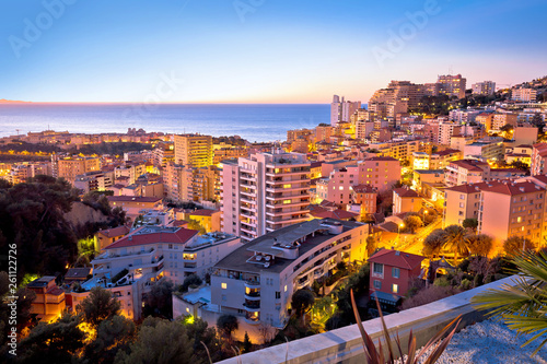 Obraz na płótnie Monaco and Monte Carlo cityscape sunset view w salonie