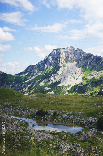 Journey in mountains of the National Nature Park Durmitor in Montenegro. 