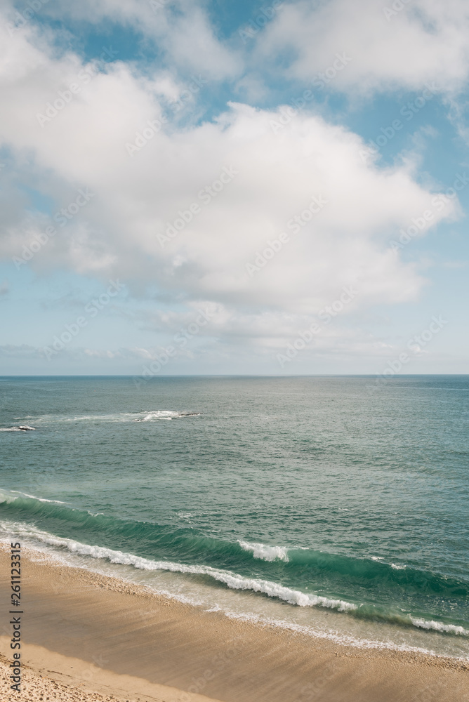 View of the Pacific Ocean at Treasure Island Beach, in Newport Beach, Orange County, California