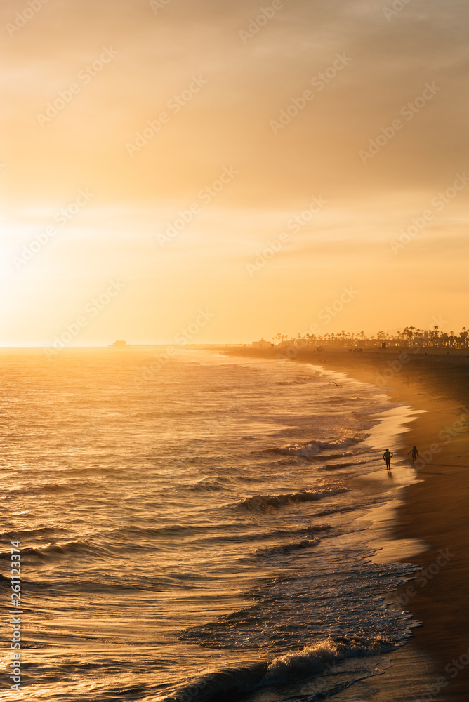 Sunset view from the Balboa Pier in Newport Beach, Orange County, California