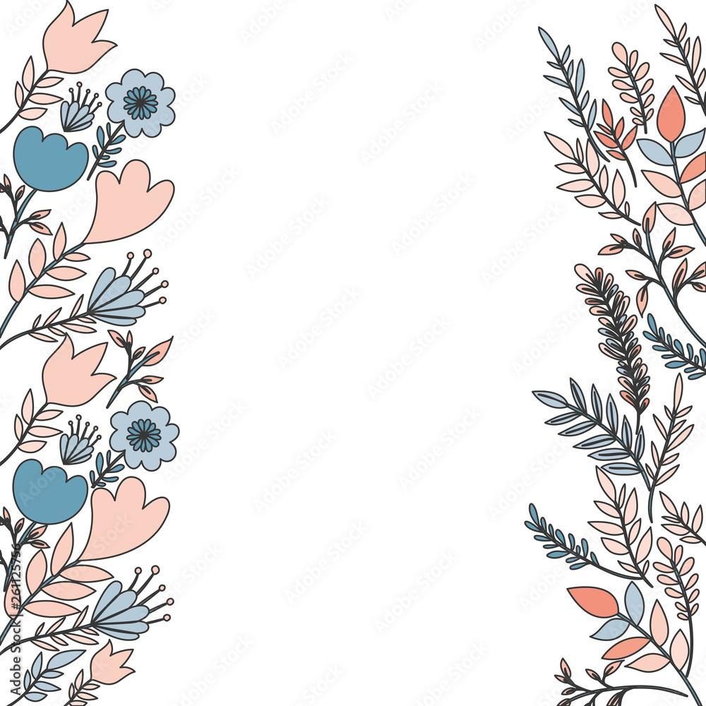 Fototapeta premium frame with flowers and leafs icon