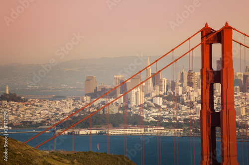 Photography San Francisco cityscape with Golden Gate Bridge