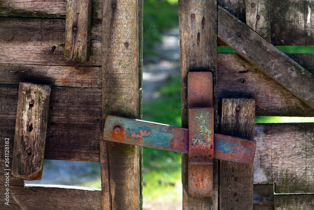 old rusty padlock on a door