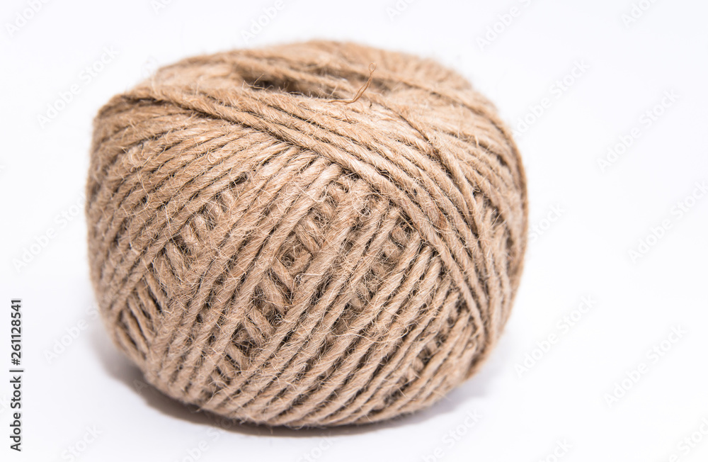 twine rope for knitting and decor on a white background twine rope for knitting and decor on a white background