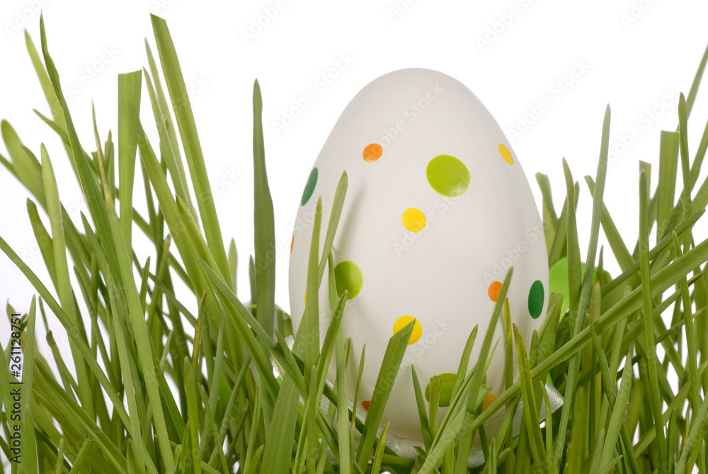 Easter egg on green grass Easter egg on green grass
