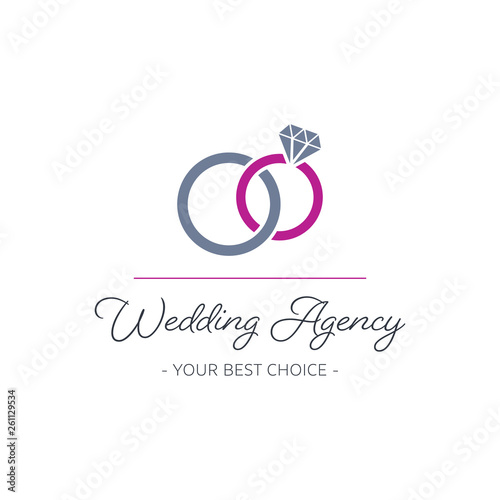 Vector wedding agency logo template design with rings