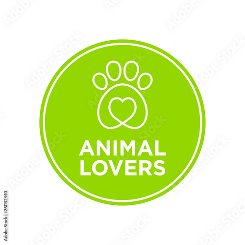 Animal lovers icon. Green round icon.