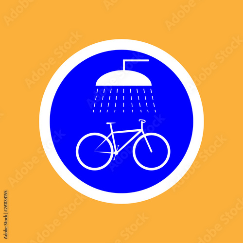 Round bicycle icon point for washing the bicycle ,black thin line on white background - vector illustration