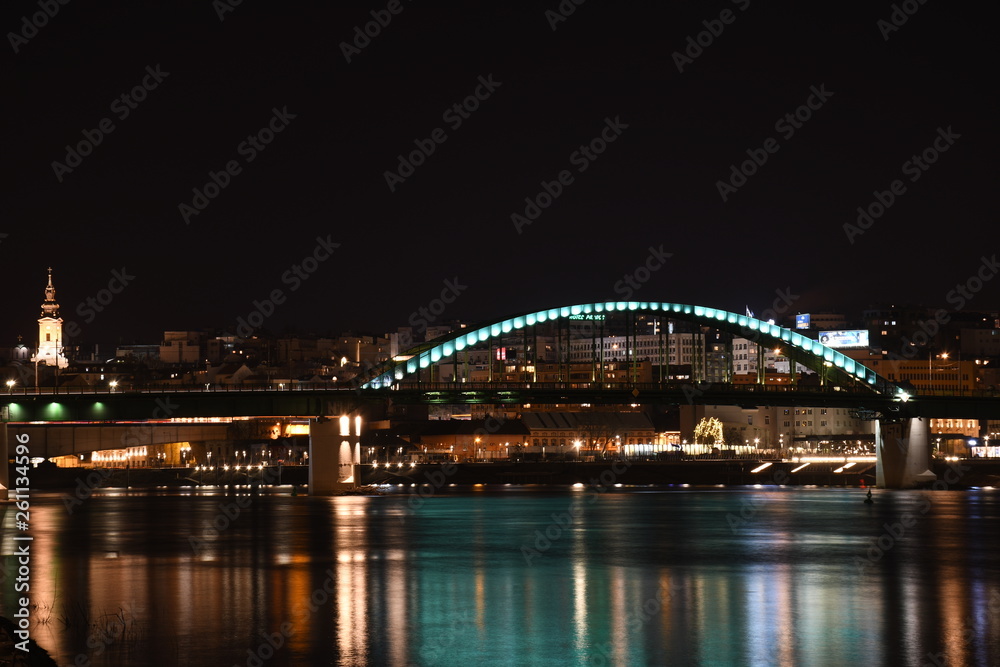 belgrade bridge at night