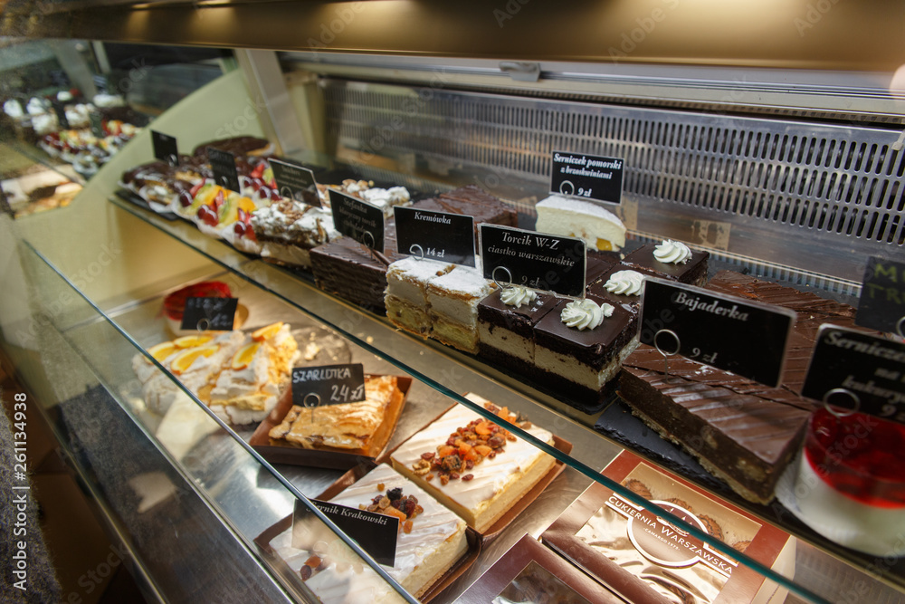 Pastry shop with variety of cakes