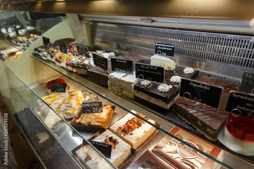 Pastry shop with variety of cakes