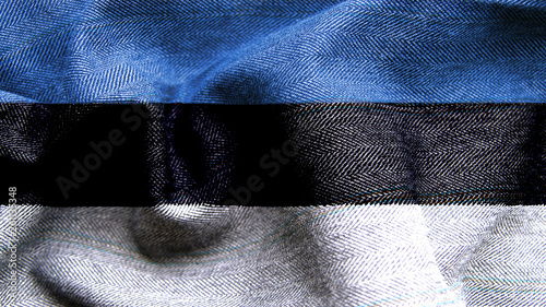 Fotografie High resolution Estonia flag flowing with texture fabric detail