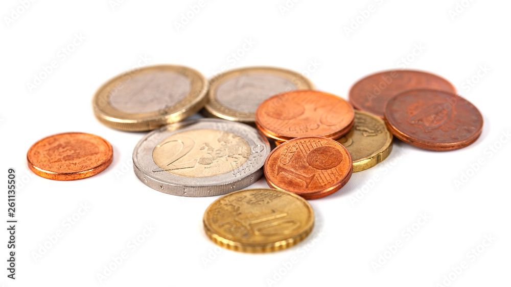 Pile of Euro coins isolated on white background Pile of Euro coins isolated on white background