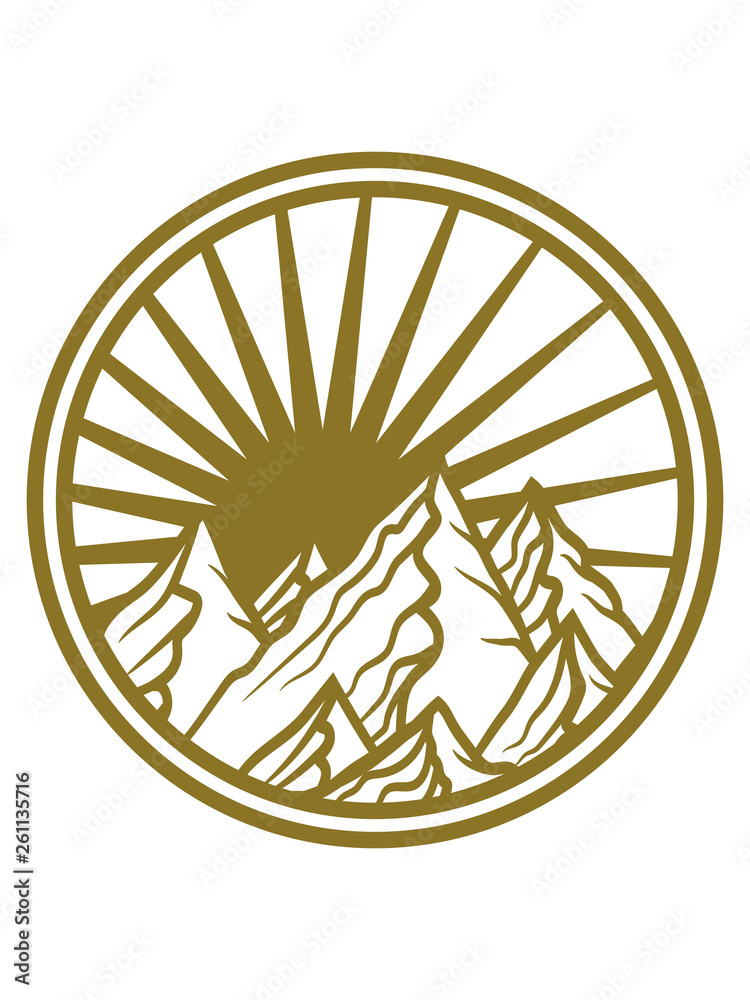 gold berge gebirge kreis rund logo sonne hohe bergsteiger urlaub ferien ski fahren schnee schön sommer hügel hoch clipart design cool wandern hobby liebe gold berge gebirge kreis rund logo sonne hohe bergsteiger urlaub ferien ski fahren schnee schön sommer hügel hoch clipart design cool wandern hobby liebe