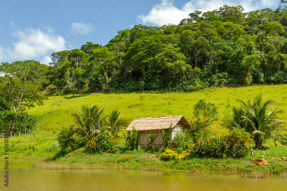 Cabana em beira de pequeno lago de sítio de Guarani, estado de Minas Gerais, Brasil Cabana em beira de pequeno lago de sítio de Guarani, estado de Minas Gerais, Brasil