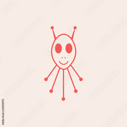 Alien Head Cute Vector Icon logo