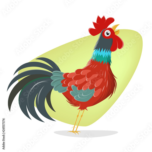 funny crowing rooster cartoon illustration